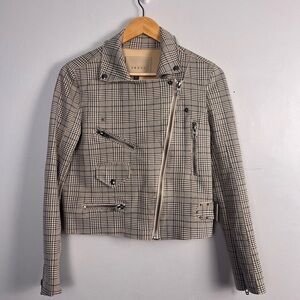 Women's Blank NYC Plaid Houndstooth Zip Front Moto Jacket Size Xs Revolve